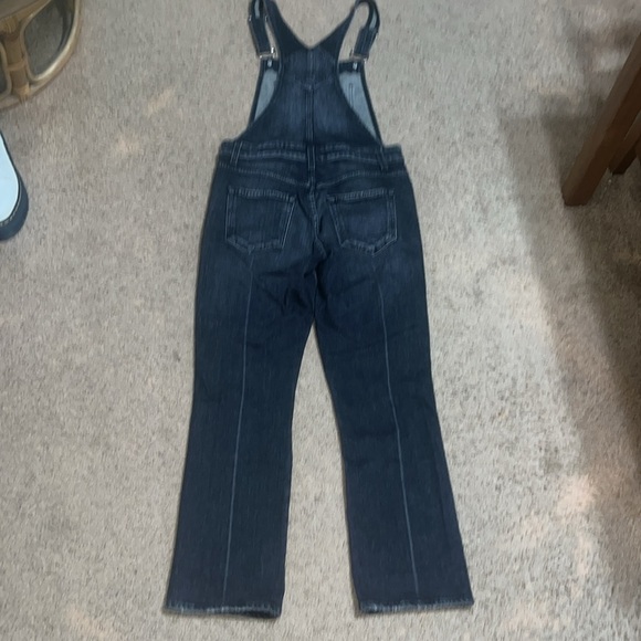 AMO Bella Button Denim Bib Button Front Overalls Raven Washed Black XS - Picture 5 of 8